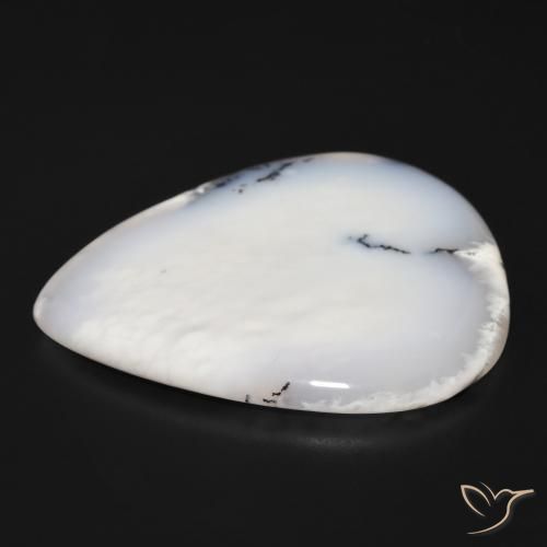 Ágata Dendrítica branco com preto Natural 60.01ct, Formato de pêra, Opaco