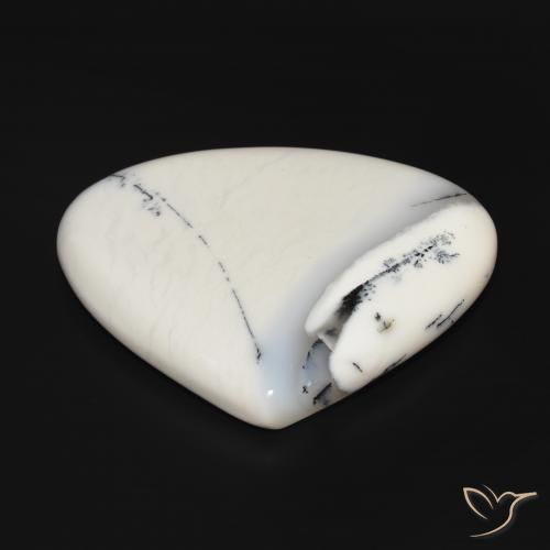 Ágata Dendrítica branco com preto Natural 69.43ct, Formato de pêra, Opaco