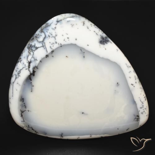 Ágata Dendrítica branco com preto Natural 210.16ct, Formato de pêra, Opaco