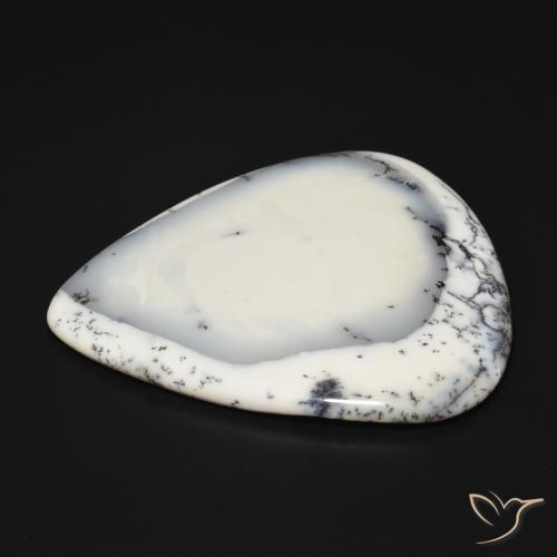 Ágata Dendrítica branco com preto Natural 210.16ct, Formato de pêra, Opaco
