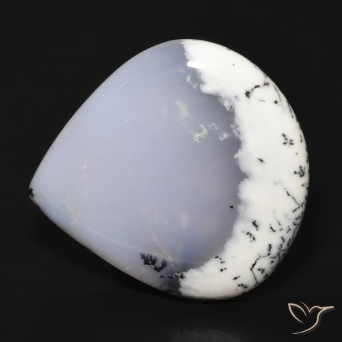 62.65ct Natural branco com preto Ágata Dendrítica, Formato de pêra, Translúcido
