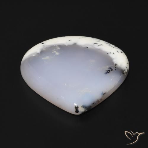 Ágata Dendrítica branco com preto Natural 62.65ct, Formato de pêra, Translúcido
