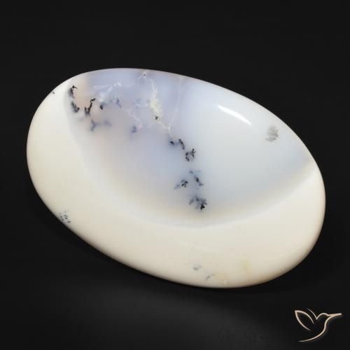 Ágata Dendrítica branco com preto Natural 144.19ct, oval, Opaco