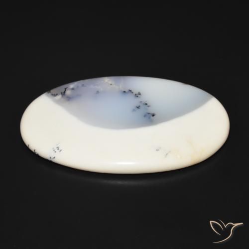 Ágata Dendrítica branco com preto Natural 144.19ct, oval, Opaco