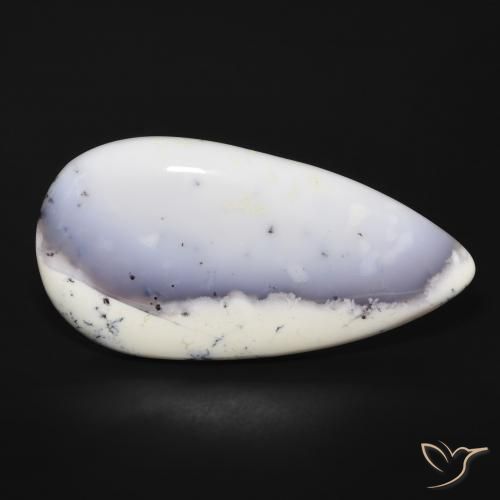 Ágata Dendrítica branco com preto Natural 43.66ct, Formato de pêra, Opaco