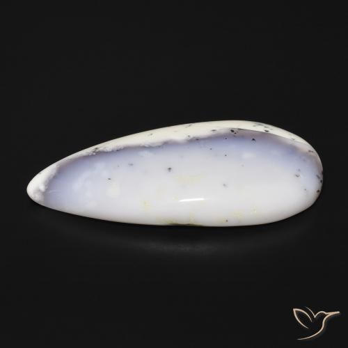 Ágata Dendrítica branco com preto Natural 43.66ct, Formato de pêra, Opaco