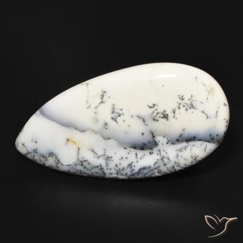 53.84ct Natural branco com preto Ágata Dendrítica, Formato de pêra, Opaco