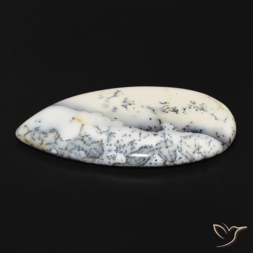 Ágata Dendrítica branco com preto Natural 53.84ct, Formato de pêra, Opaco