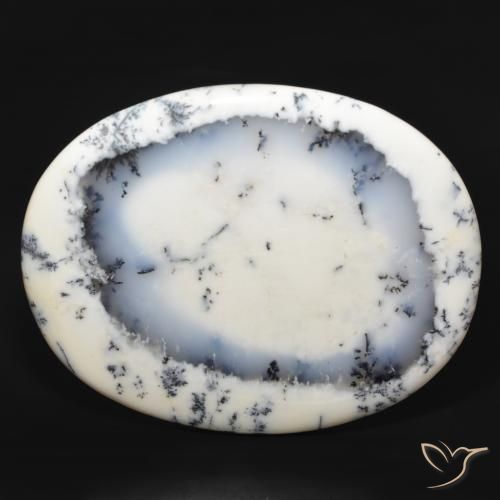 215.80ct Natural branco com preto Ágata Dendrítica, oval, Opaco