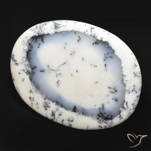 Ágata Dendrítica branco com preto Natural 215.80ct, oval, Opaco