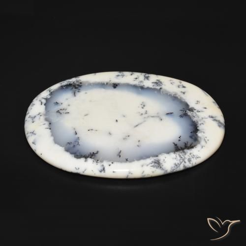 Ágata Dendrítica branco com preto Natural 215.80ct, oval, Opaco