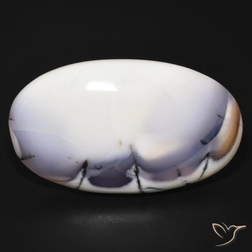 98.41ct Natural branco com preto Ágata Dendrítica, oval, Opaco