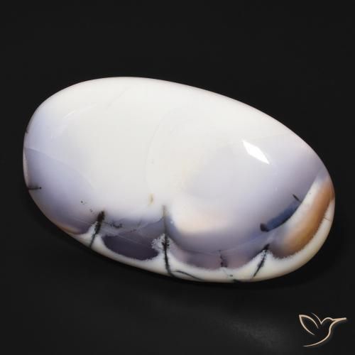Ágata Dendrítica branco com preto Natural 98.41ct, oval, Opaco