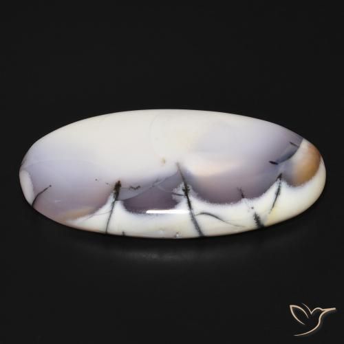 Ágata Dendrítica branco com preto Natural 98.41ct, oval, Opaco