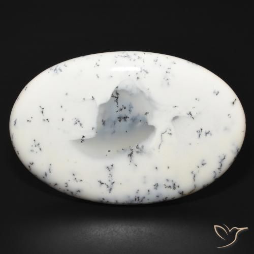 88.08ct Natural branco com preto Ágata Dendrítica, oval, Opaco