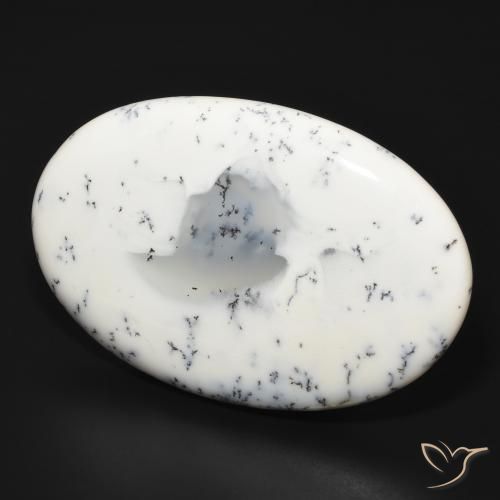 Ágata Dendrítica branco com preto Natural 88.08ct, oval, Opaco