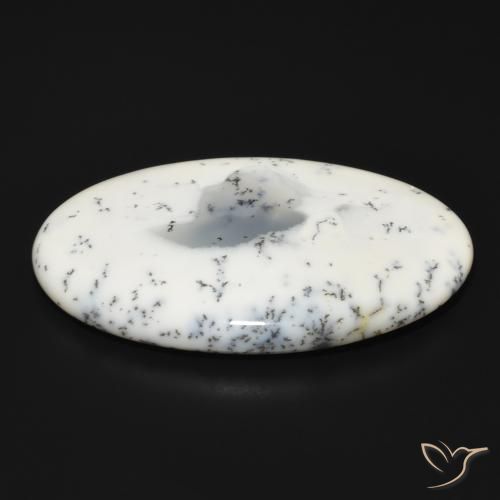 Ágata Dendrítica branco com preto Natural 88.08ct, oval, Opaco