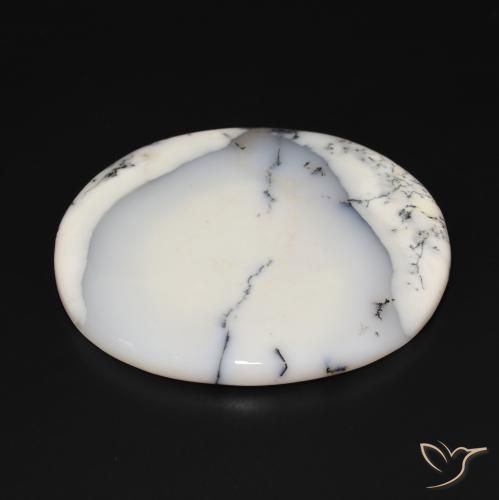 Ágata Dendrítica branco com preto Natural 169.76ct, oval, Opaco