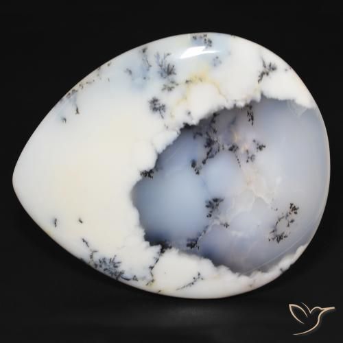 159.38ct Natural branco com preto Ágata Dendrítica, Formato de pêra, Opaco