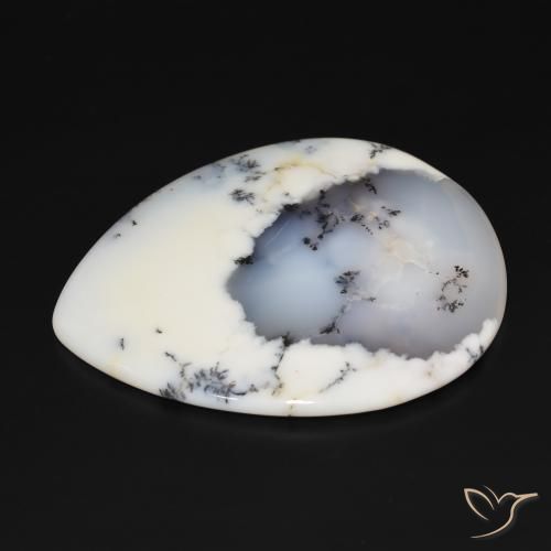 Ágata Dendrítica branco com preto Natural 159.38ct, Formato de pêra, Opaco