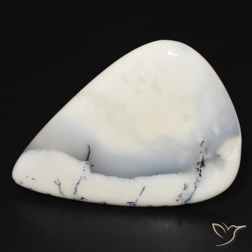 Ágata Dendrítica branco com preto Natural 113.87ct, Formato de pêra, Opaco