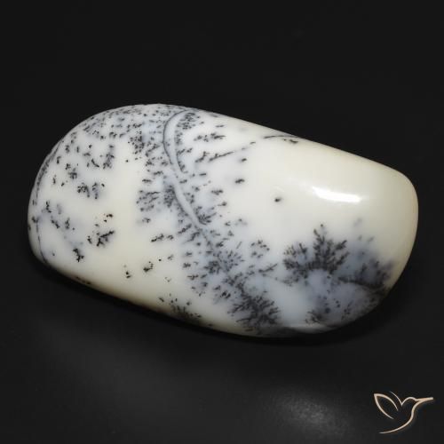 Ágata Dendrítica branco com preto Natural 35.33ct, Chique, Opaco