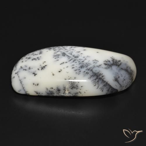 Ágata Dendrítica branco com preto Natural 35.33ct, Chique, Opaco