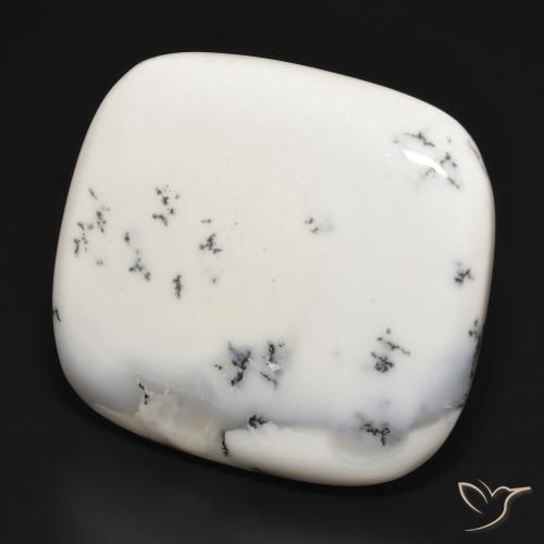 Ágata Dendrítica branco com preto Natural 43.27ct, Almofada, Opaco