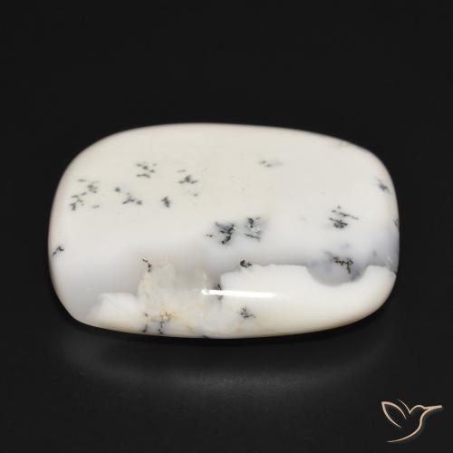 Ágata Dendrítica branco com preto Natural 43.27ct, Almofada, Opaco