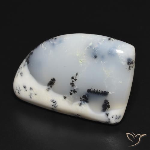 Ágata Dendrítica branco com preto Natural 20.32ct, Chique, Opaco