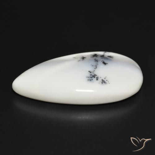 Ágata Dendrítica branco com preto Natural 29.30ct, Formato de pêra, Opaco