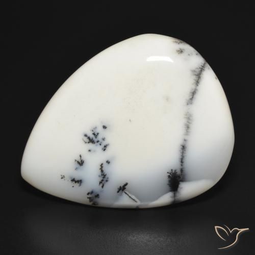 31.45ct Natural branco com preto Ágata Dendrítica, Formato de pêra, Opaco