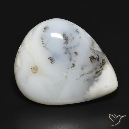 Ágata Dendrítica branco com preto Natural 20.76ct, Formato de pêra, Opaco