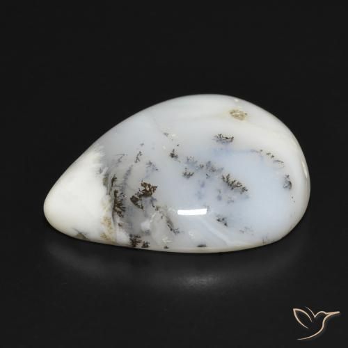 Ágata Dendrítica branco com preto Natural 20.76ct, Formato de pêra, Opaco