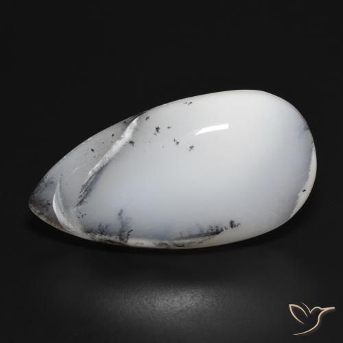28.02ct Natural branco com preto Ágata Dendrítica, Formato de pêra, Opaco
