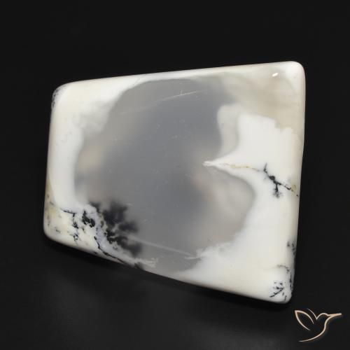 Ágata Dendrítica branco com preto Natural 33.09ct, Chique, Translúcido