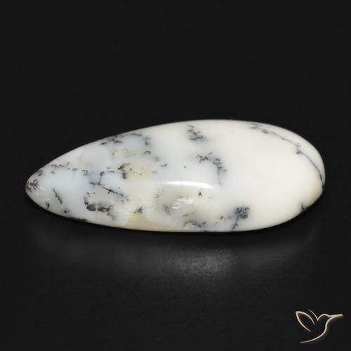 Ágata Dendrítica branco com preto Natural 11.14ct, Formato de pêra, Opaco