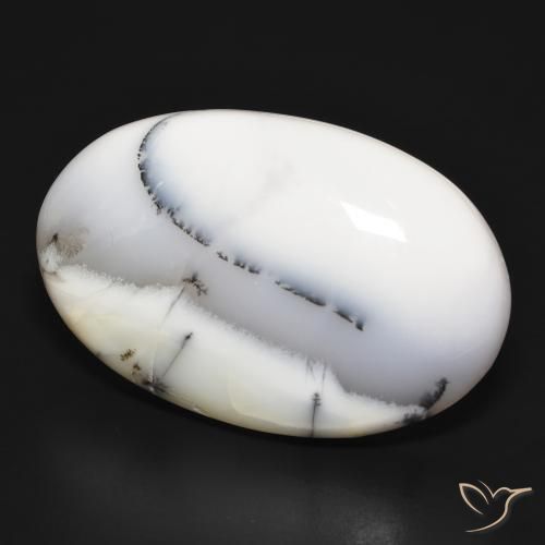Ágata Dendrítica branco com preto Natural 54.75ct, oval, Opaco