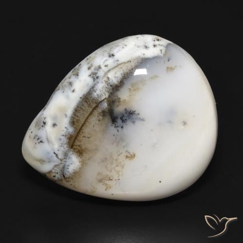 24.75ct Natural branco com preto Ágata Dendrítica, Formato de pêra, Opaco