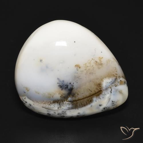 Ágata Dendrítica branco com preto Natural 24.75ct, Formato de pêra, Opaco