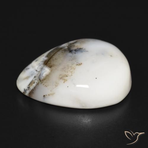 Ágata Dendrítica branco com preto Natural 24.75ct, Formato de pêra, Opaco