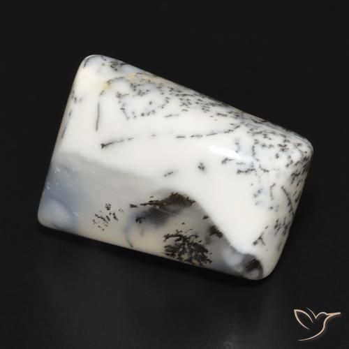 Ágata Dendrítica branco com preto Natural 10.55ct, Chique, Opaco
