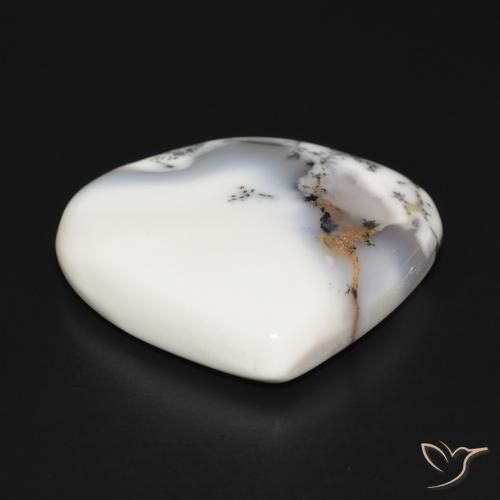 Ágata Dendrítica branco com preto Natural 34.61ct, Formato de pêra, Opaco