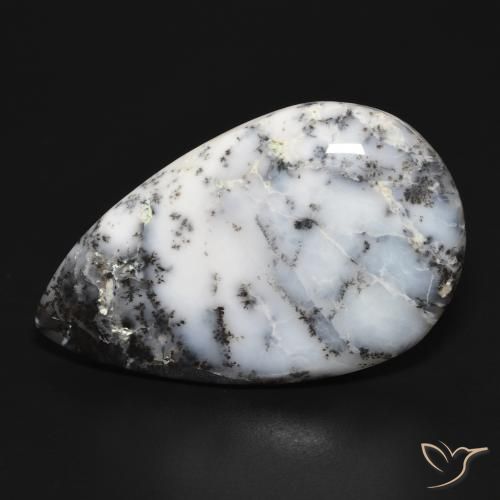 29.38ct Natural branco com preto Ágata Dendrítica, Formato de pêra, Opaco