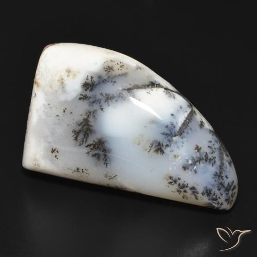 Ágata Dendrítica branco com preto Natural 33.60ct, Chique, Opaco