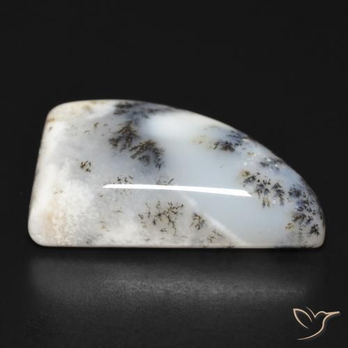 Ágata Dendrítica branco com preto Natural 33.60ct, Chique, Opaco