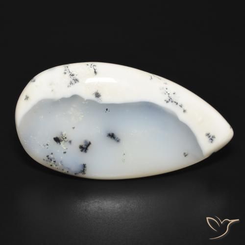 Ágata Dendrítica branco com preto Natural 32.04ct, Formato de pêra, Opaco