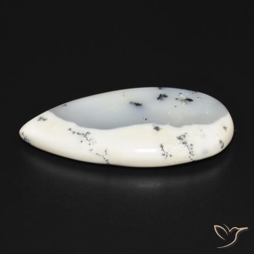 Ágata Dendrítica branco com preto Natural 32.04ct, Formato de pêra, Opaco