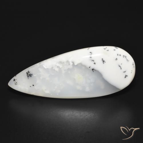 20.07ct Natural branco com preto Ágata Dendrítica, Formato de pêra, Translúcido