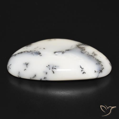 Ágata Dendrítica branco com preto Natural 31.47ct, Chique, Opaco